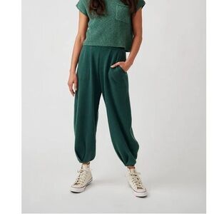 Free People Beach Freya Sweater Pants in Emerald Green